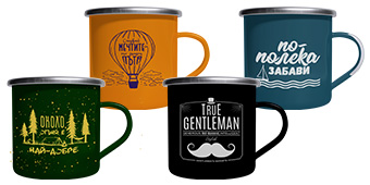 Метални емайлирани канчета Happy mugs