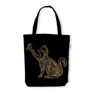 Flat bottom cotton bags | Cat and butterfly