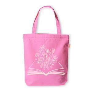 Flat bottom cotton bags | Book and flowers