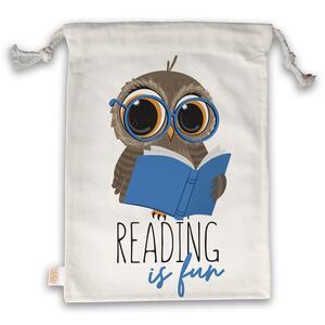 Book lover tote bag | Owl with a book
