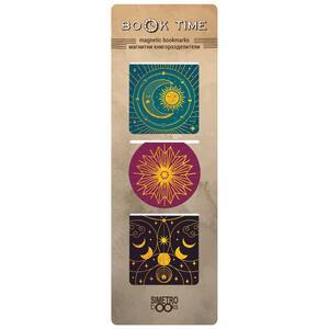 Магнитни книгоразделители - Book Time - Квадрат - слънце и луна - злато