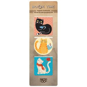 Book Time | Magnetic Bookmarks - Book Time - Square - Three Cats