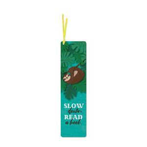 Bookmark with ribbon | Sloth - Slow down. Read a book.
