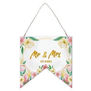 Табелка-флагче | Mr & Mrs, Just Married